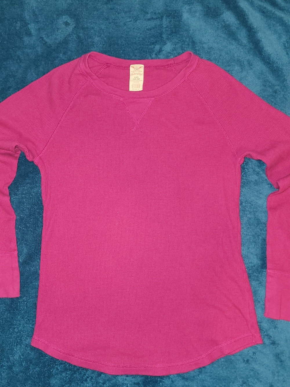 Faded Glory Women's Scoop Crew Thermal Top in Hot Pink